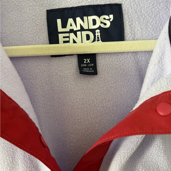 Lands' End 2X Women's Heritage Fleece Snap Neck Pullover 💜 - Picture 5 of 8